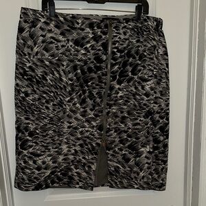 Talbots Black and Gray Animal-Print Pencil Skirt with Front Zip